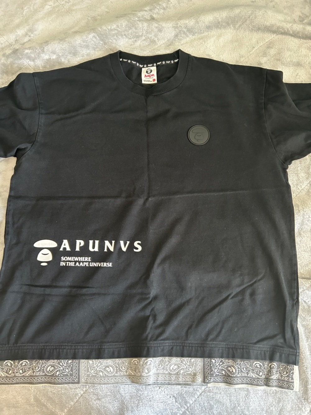 AAPE by A Bathing Ape Black Graphic Logo Short Sleeve Tee